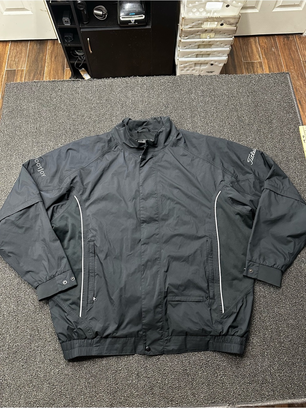 FootJoy DryJoys Jacket Mens 2XL Black Titleist Performance Golf Windbreaker